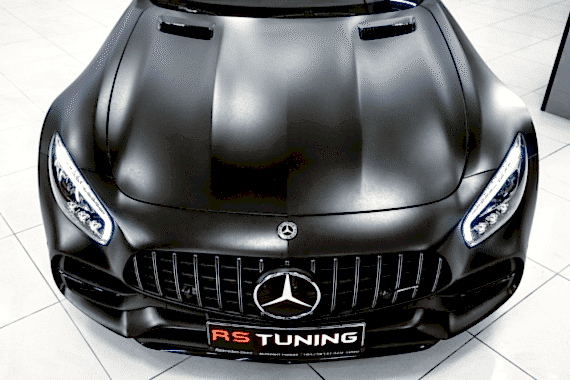 Mercedes gt amg 6.3 полная оклейка пленкой Hexis Black matt